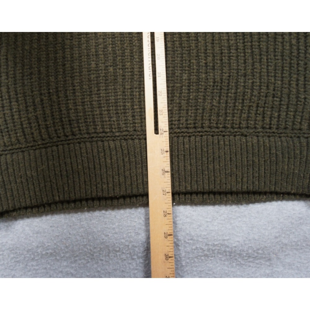 Uniqlo Sweater Mens Medium Green Ribbed Knit Raglan Pullover Wool Blend - Picture 8 of 10